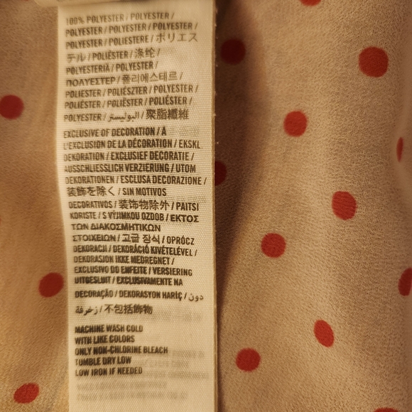 Abercombrie & Fitch White & Pink Sheer Polka Dot Button Up Blouse Size L - Picture 4 of 9